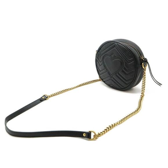 Pre Loved gucci GG Marmont Round Mini Bag Women black | black Crossbody Bags - Picture 2 of 8
